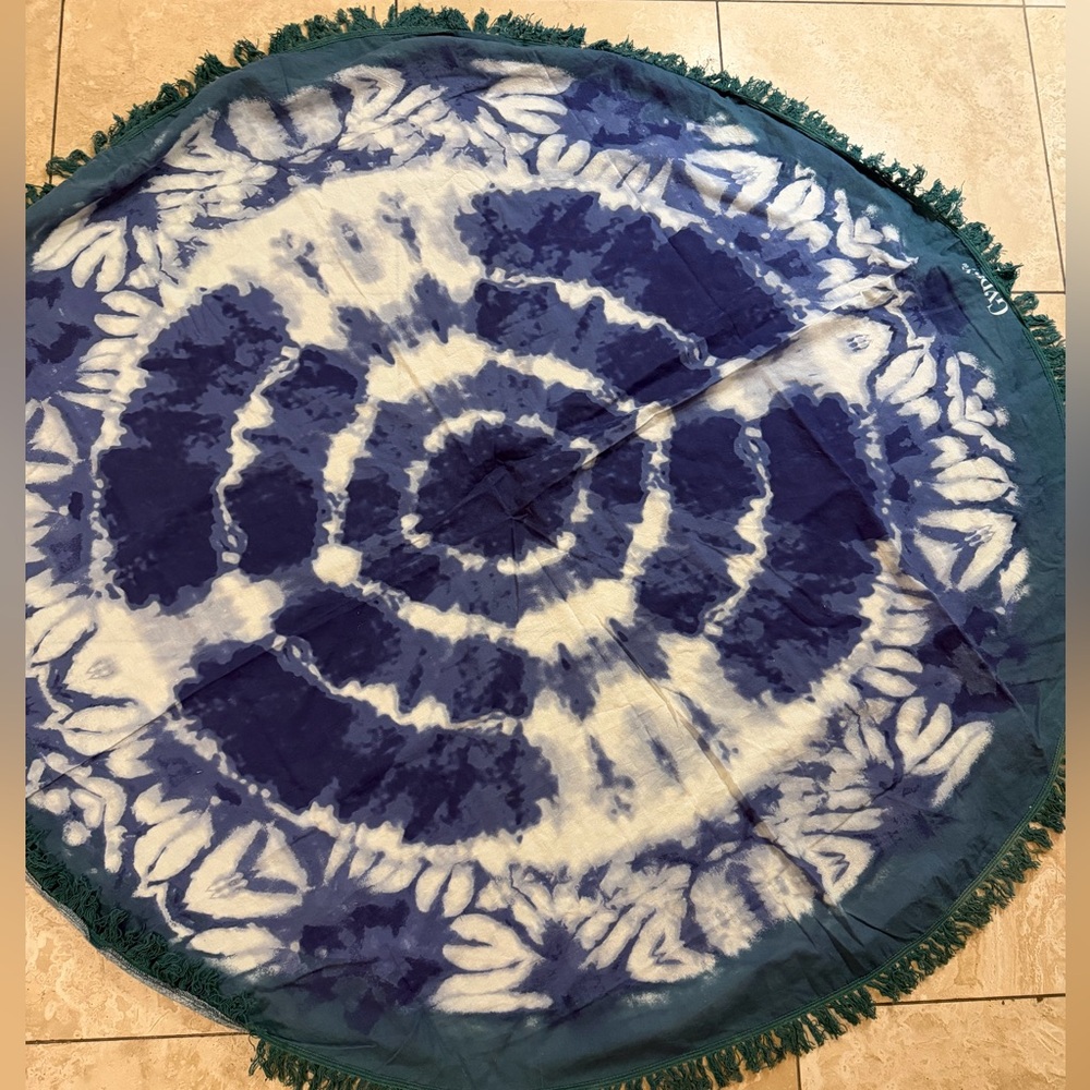 Gypsy 05 Blue Tie Dye Cotton Mandala Print Table Cloth Throw Sheet Yoga Vintage